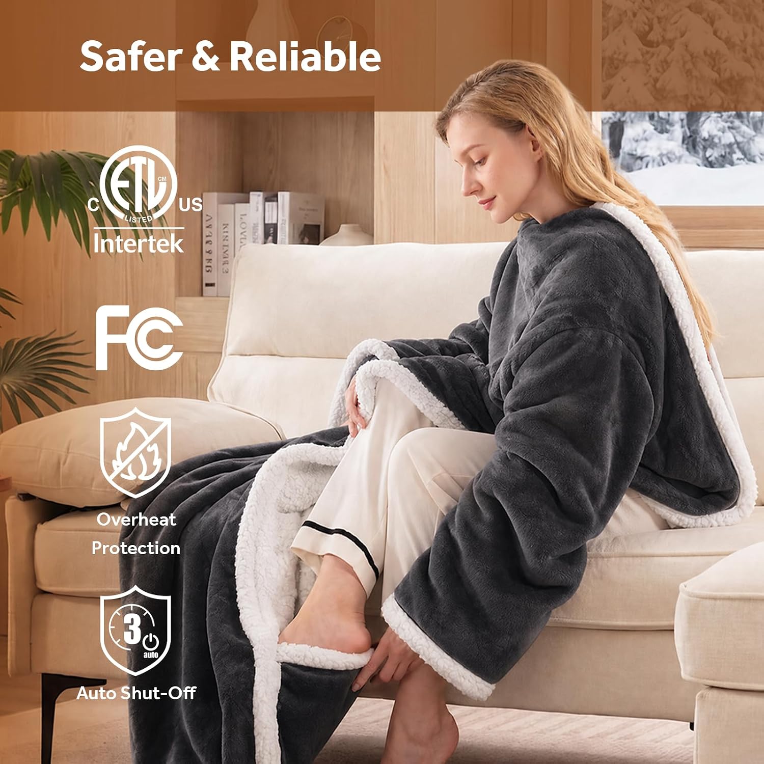 Thumbnail 2 de Westinghouse Wearable Heated Blanket, 50 x 70-Inch Sherpa Throw with Sleeves