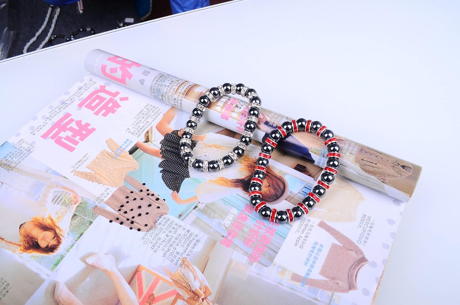 Thumbnail 3 de Apocalyptic-K Magnetic Hematite Bracelet with Zirconia and Rhinestones