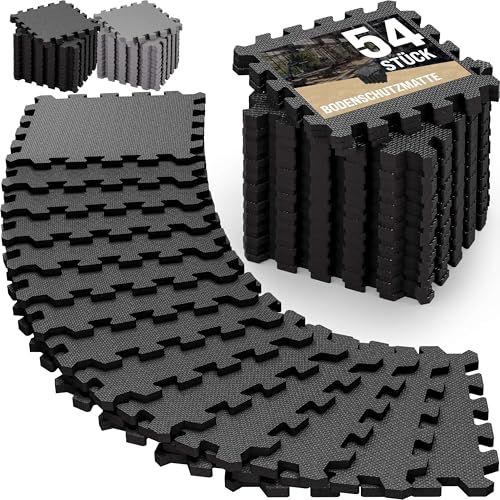 Detalle de MONZANA Bodenschutzmatten Fitness 54 Stück – Robuster Unterlage-Set für Boden- und Fitnessbereich