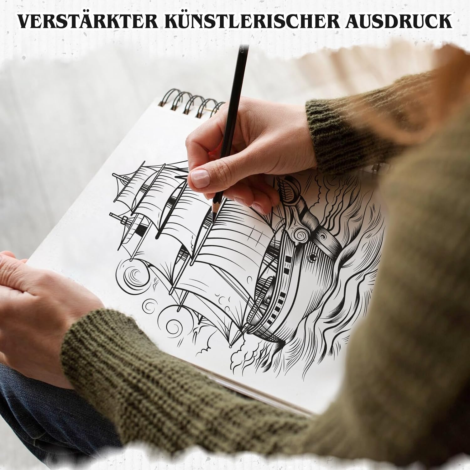 Thumbnail 3 de A4 Skizzenbuch mit 250 g/m² Zeichenpapier, 40 Blatt (80 Seiten) und Spiralbindung