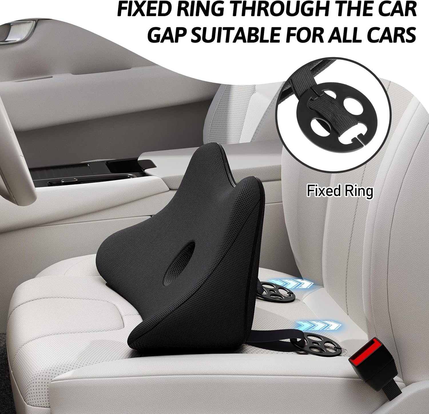 Thumbnail 4 de Benazcap Memory Foam Lumbar Cushion for Car Seats – back support pillow with dual buckle fixing