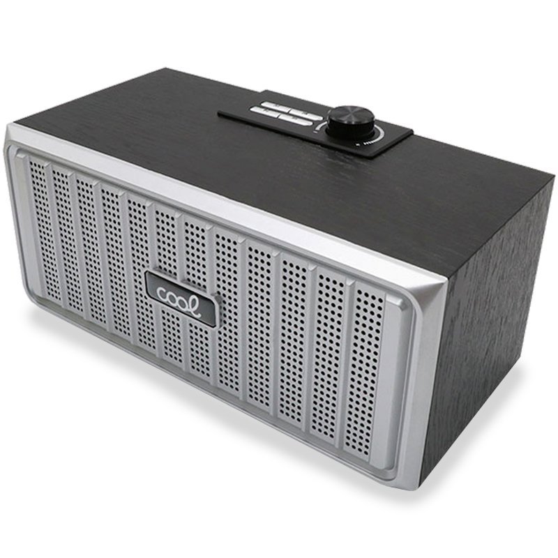 Thumbnail 1 de Cool Retro Altavoz Bluetooth 20W — Madera Negro Frontal Plata