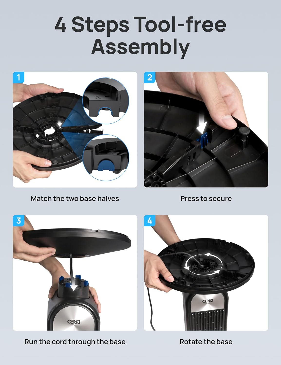 Thumbnail 6 de DREO 519 Tower Fan, 42-Inch Bladeless Fan with 9 Speeds and Oscillation