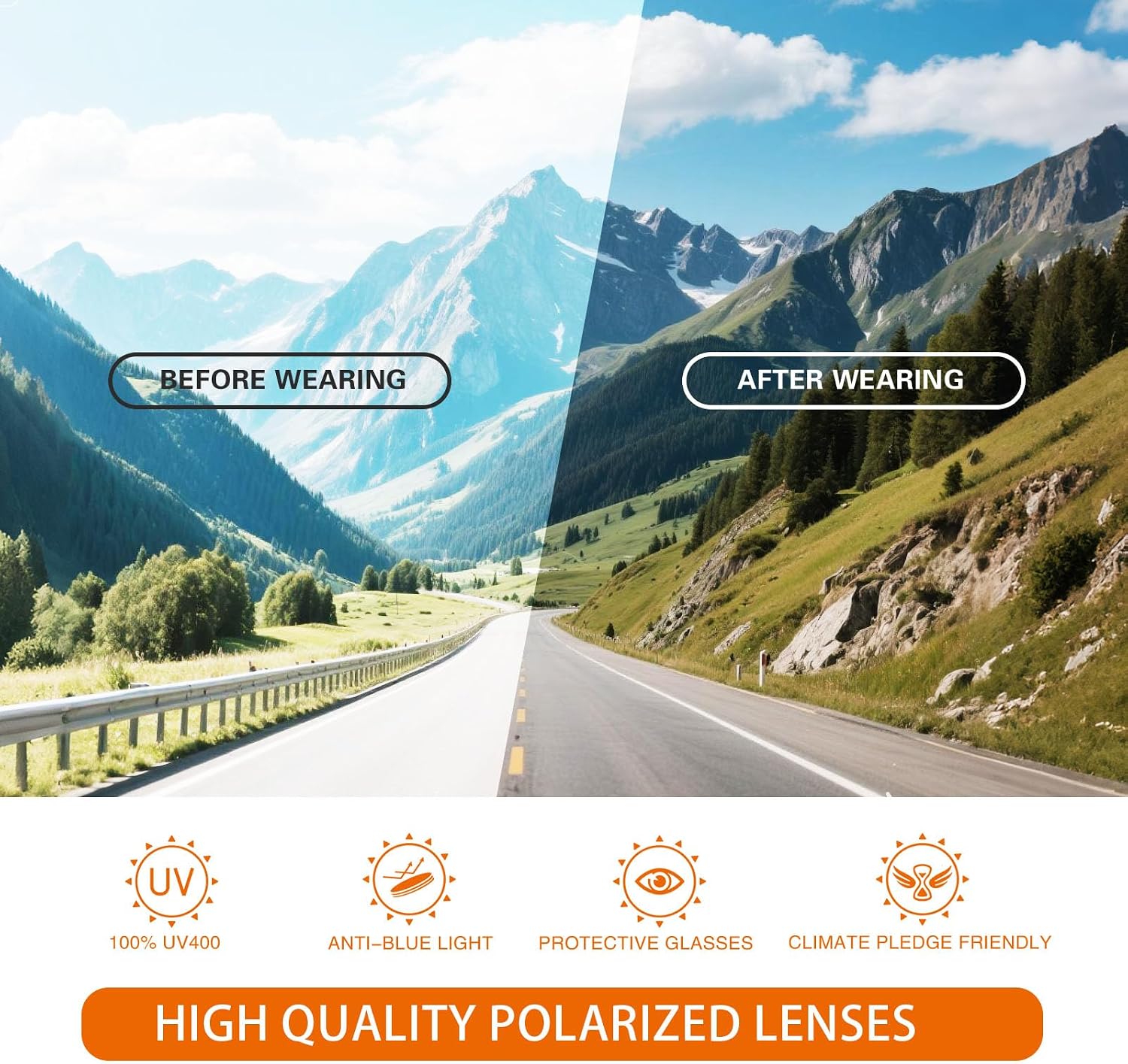 Detalle 2 de suoso Polarized Sports Sunglasses, UV400 Wraparound Design for Outdoor Use
