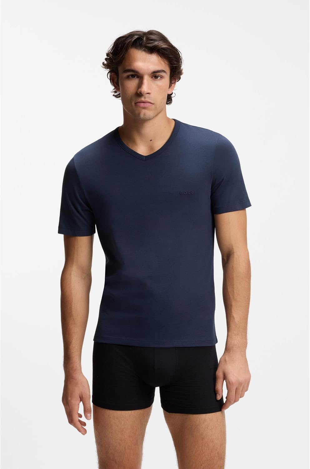 Detalle 2 de BOSS Herren T-Shirt VN 3er-Pack im Regular Fit – Logo-Stickerei, weich & atmungsaktiv