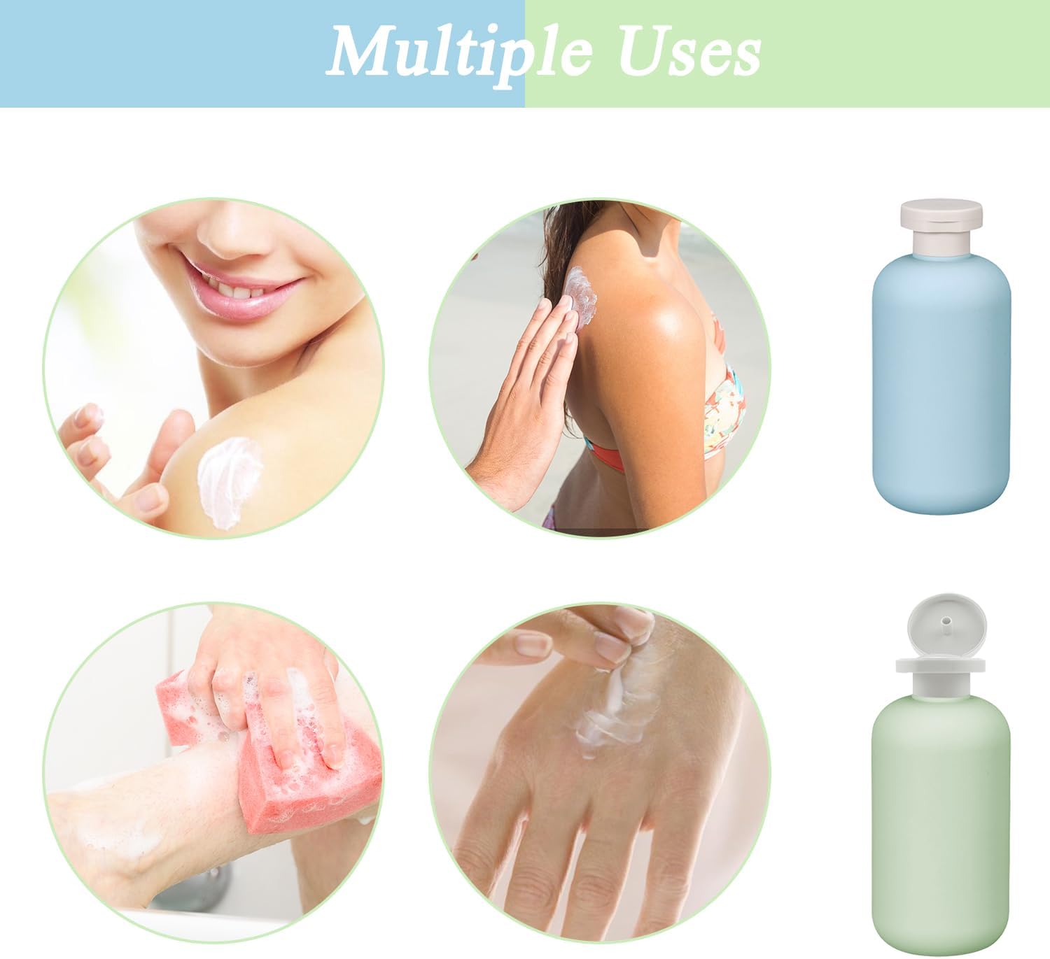 Thumbnail 6 de Auswalar 4 x 200ml Flip Cap Bottles (Empty Refillable Travel Containers) for Shampoo & Shower Gel