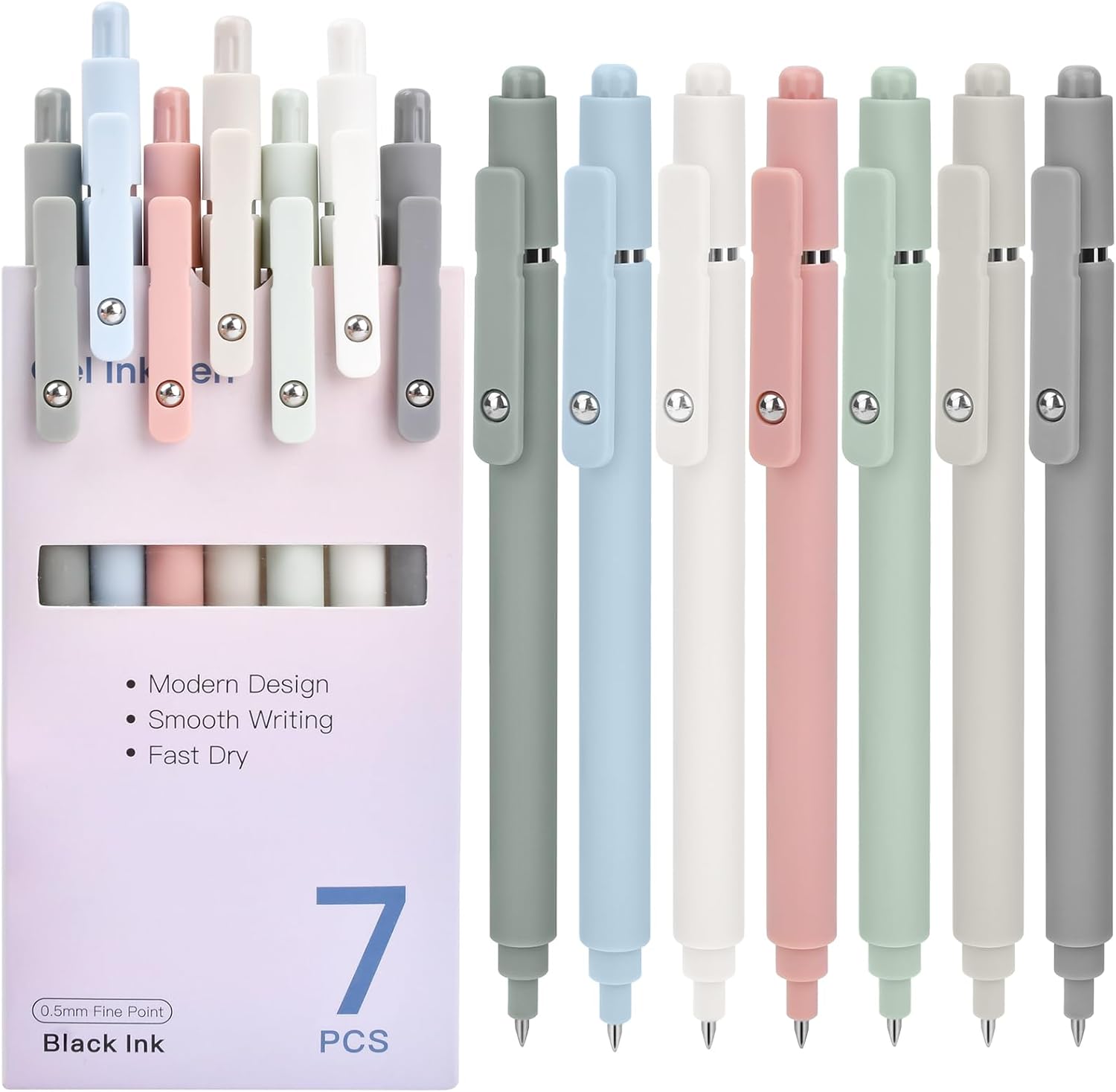 Donse SNM-PEN01 Gel Pens, 0.5 mm Fine Point, Black Ink, 7-Pack
