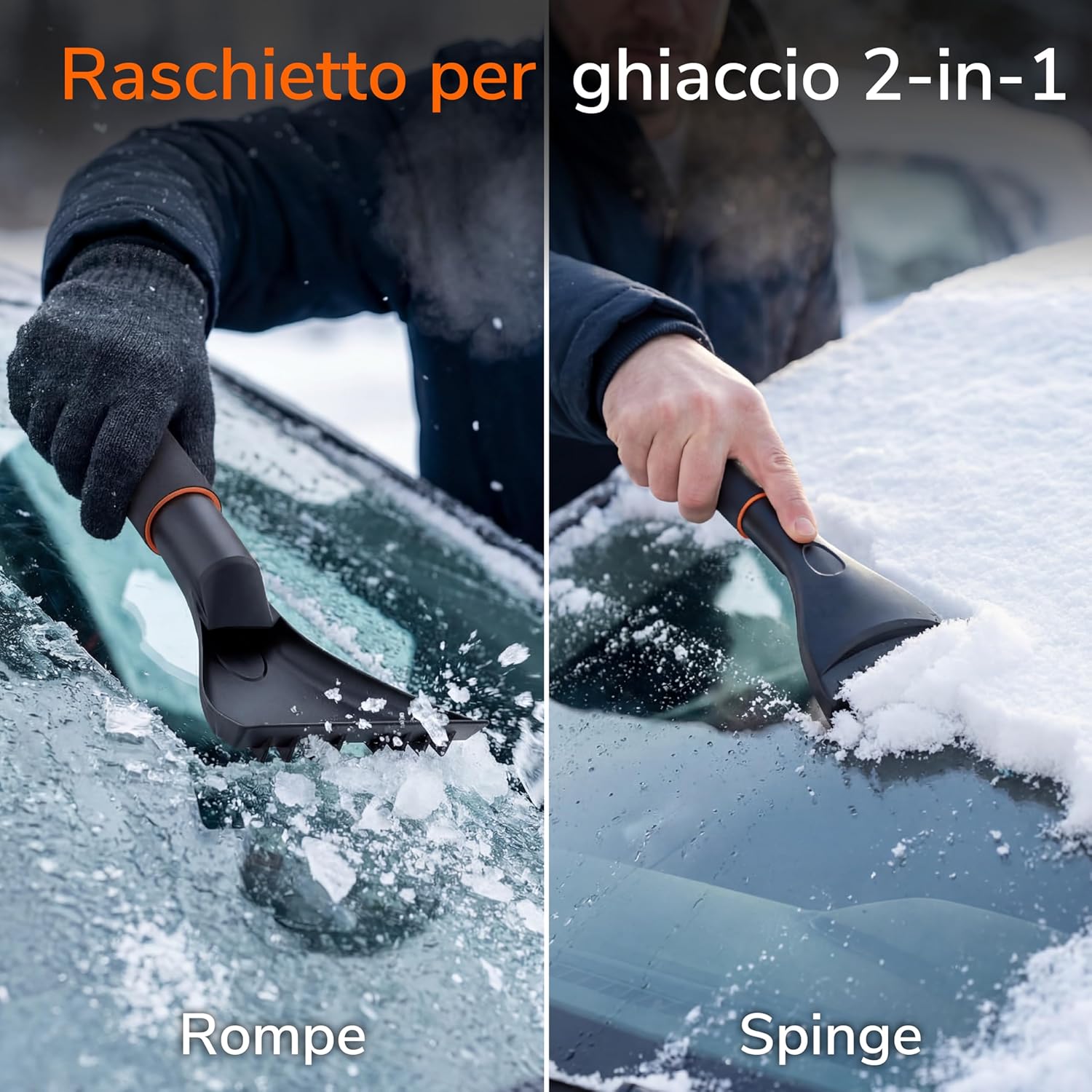 Detalle de Upgrade4cars: 2 Raschietti Ghiaccio Auto Alta Qualità & Stabile con Impugnatura Ergonomica