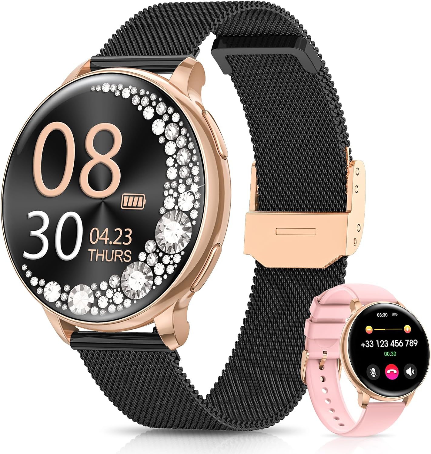 Detalle de RUXINGX Smartwatch Damen 1,27 Zoll Telefonfunktion