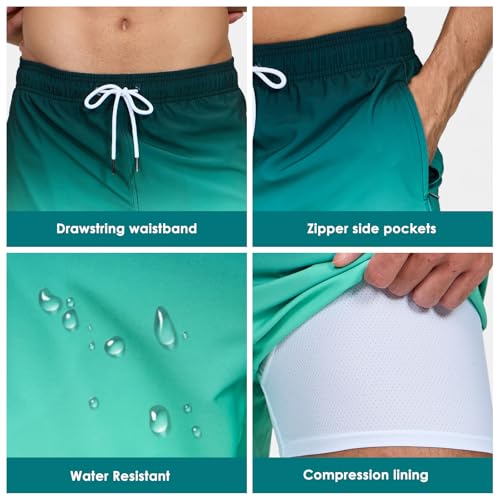 Detalle de Kfnire Bañador para Hombre 2 en 1 con Forro de Compresión y Secado Rápido