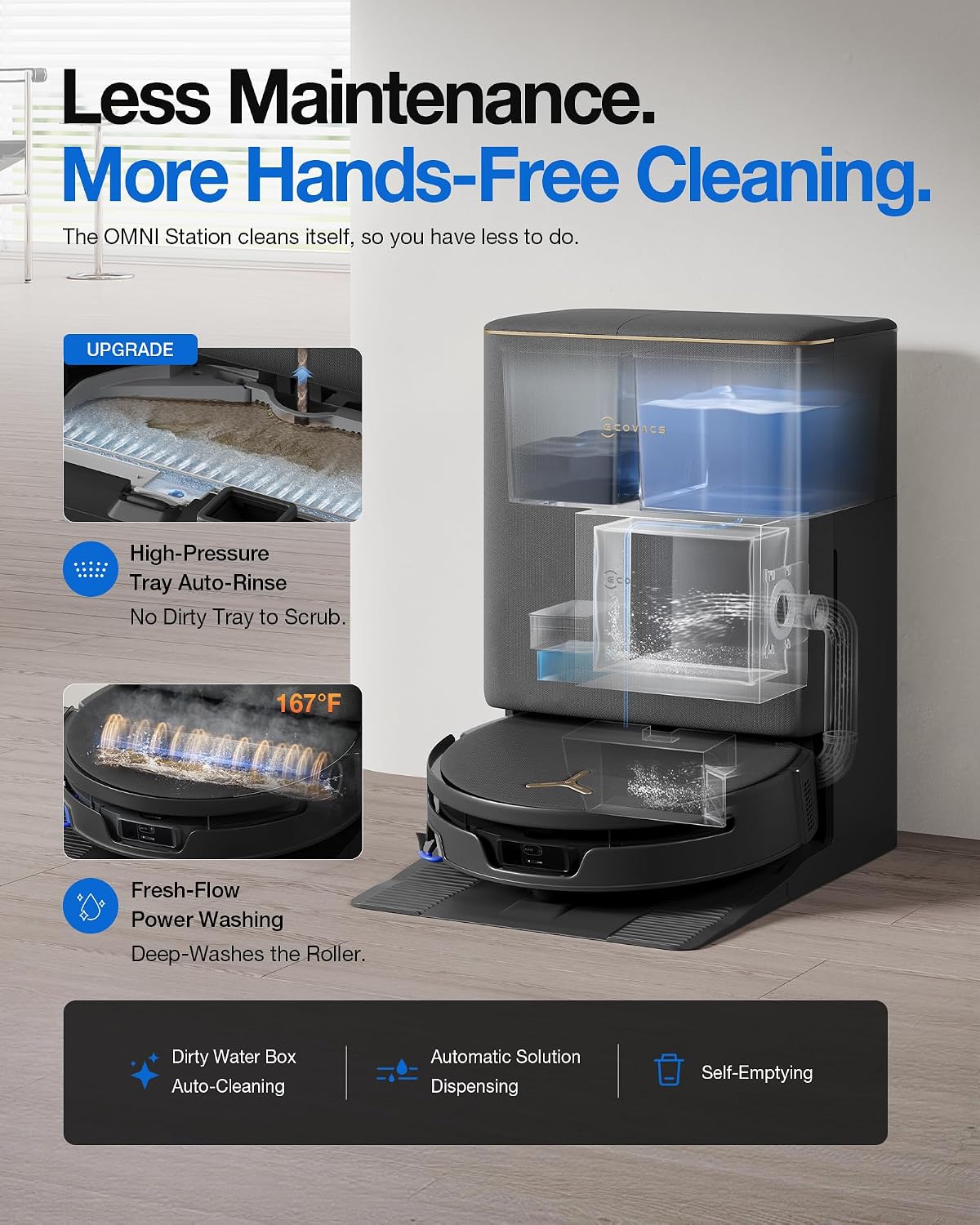 Detalle 1 de ECOVACS DEEBOT T90S PRO OMNI Robot Vacuum and Mop, 40,000Pa, OZMO Roller 3.0
