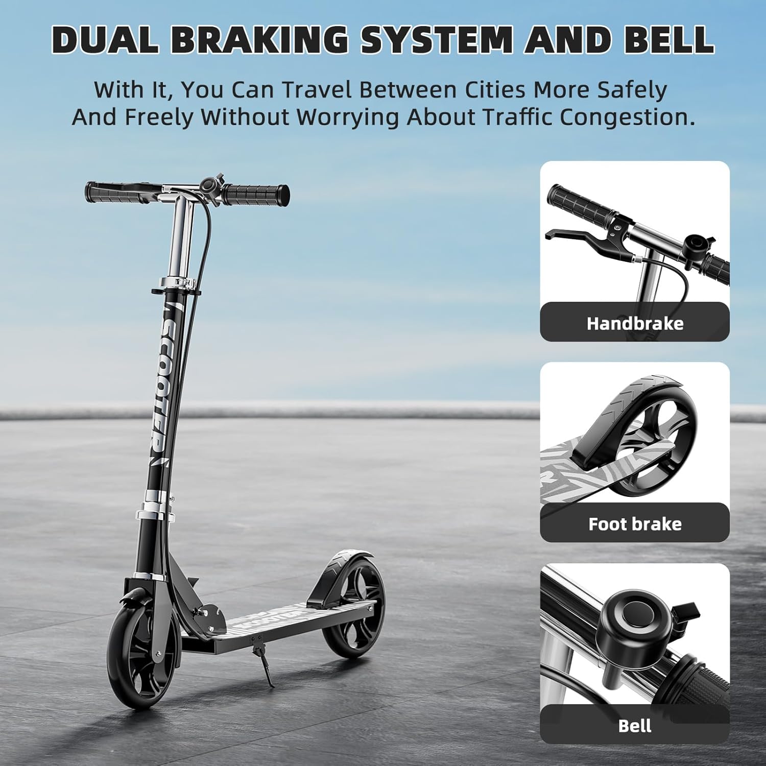 Detalle 2 de Foldable Scooter 8-Inch Wheels 🛴