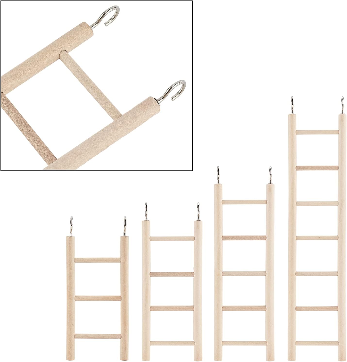 Detalle 2 de Vogeltreppe aus Holz für Papagei, 4 Stück