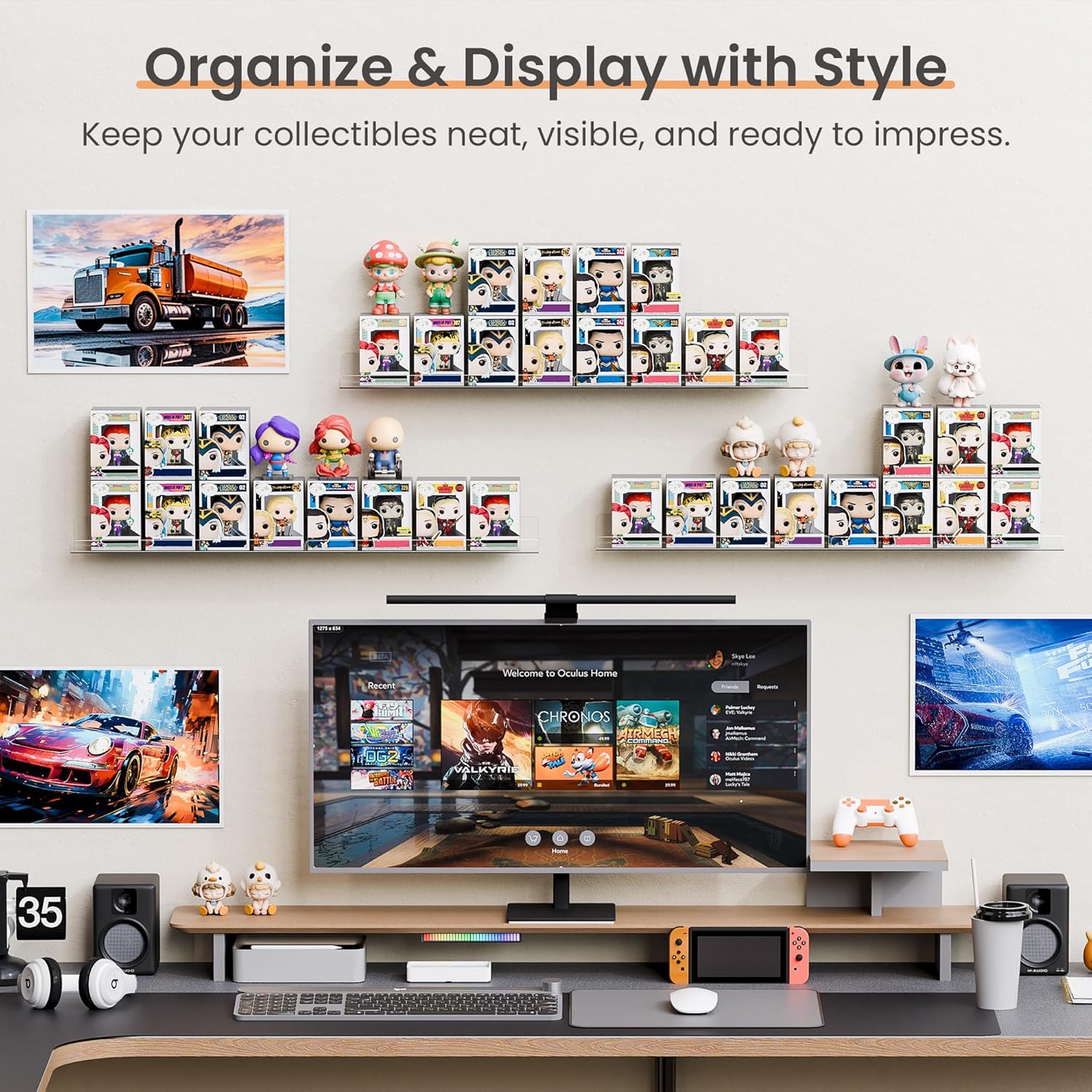 Thumbnail 3 de upsimples 6 Pack Acrylic Shelves for Wall Storage — 15 x 4 inches, Clear Floating Shelves