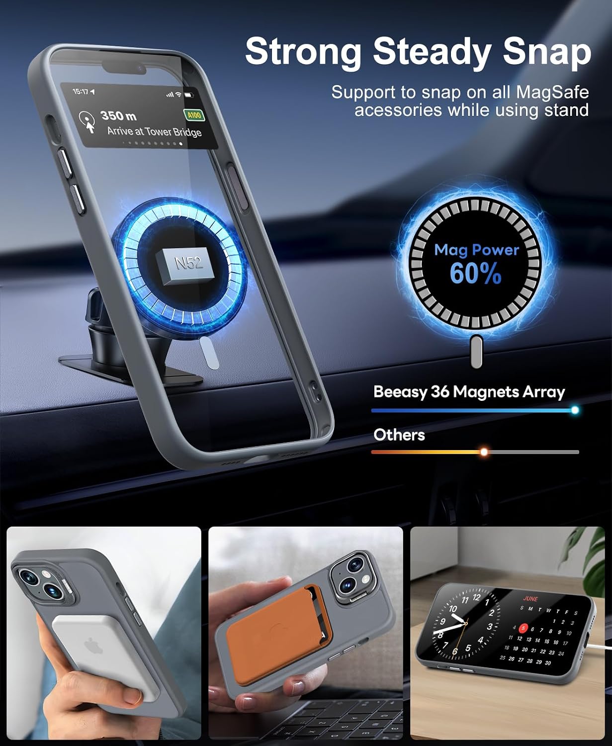 Detalle de Beeasy iPhone 15 Hülle MagSafe 3‑in‑1