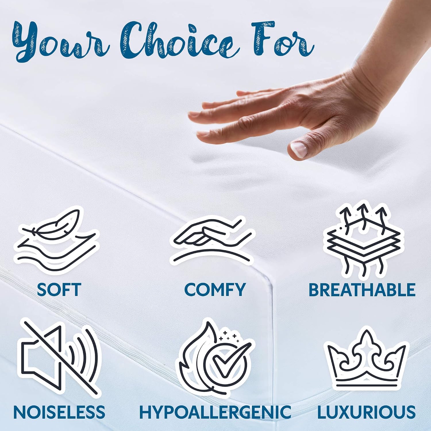 Detalle 2 de Guardmax Jersey Knitted Queen Zippered Mattress Encasement (Waterproof & Bed Bug Proof) — Dust Mite Proof, Soft & Noiseless