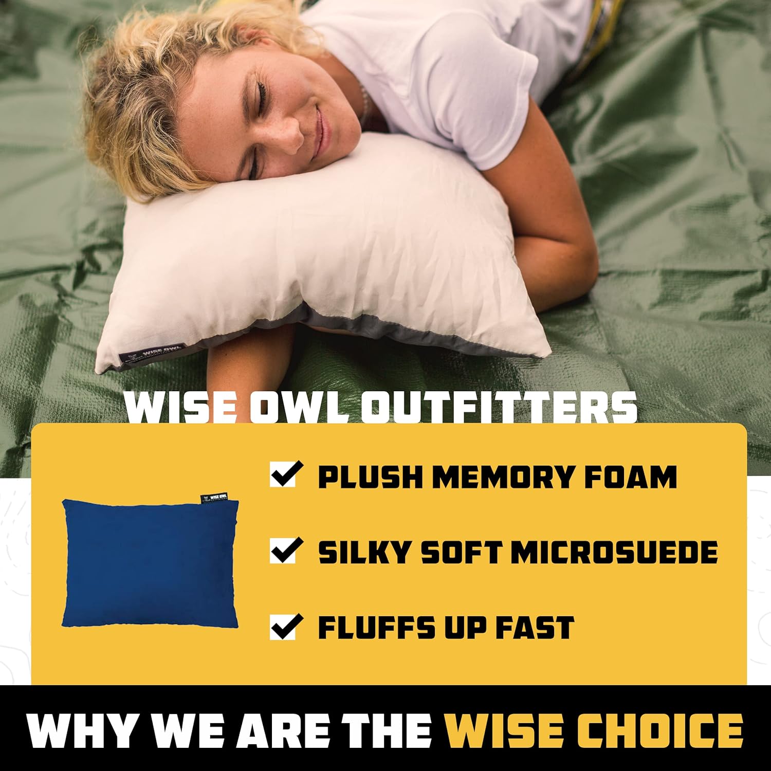Thumbnail 3 de Wise Owl Outfitters Camping Pillow (Small/Medium): Memory Foam Travel Pillow for Sleep Anywhere