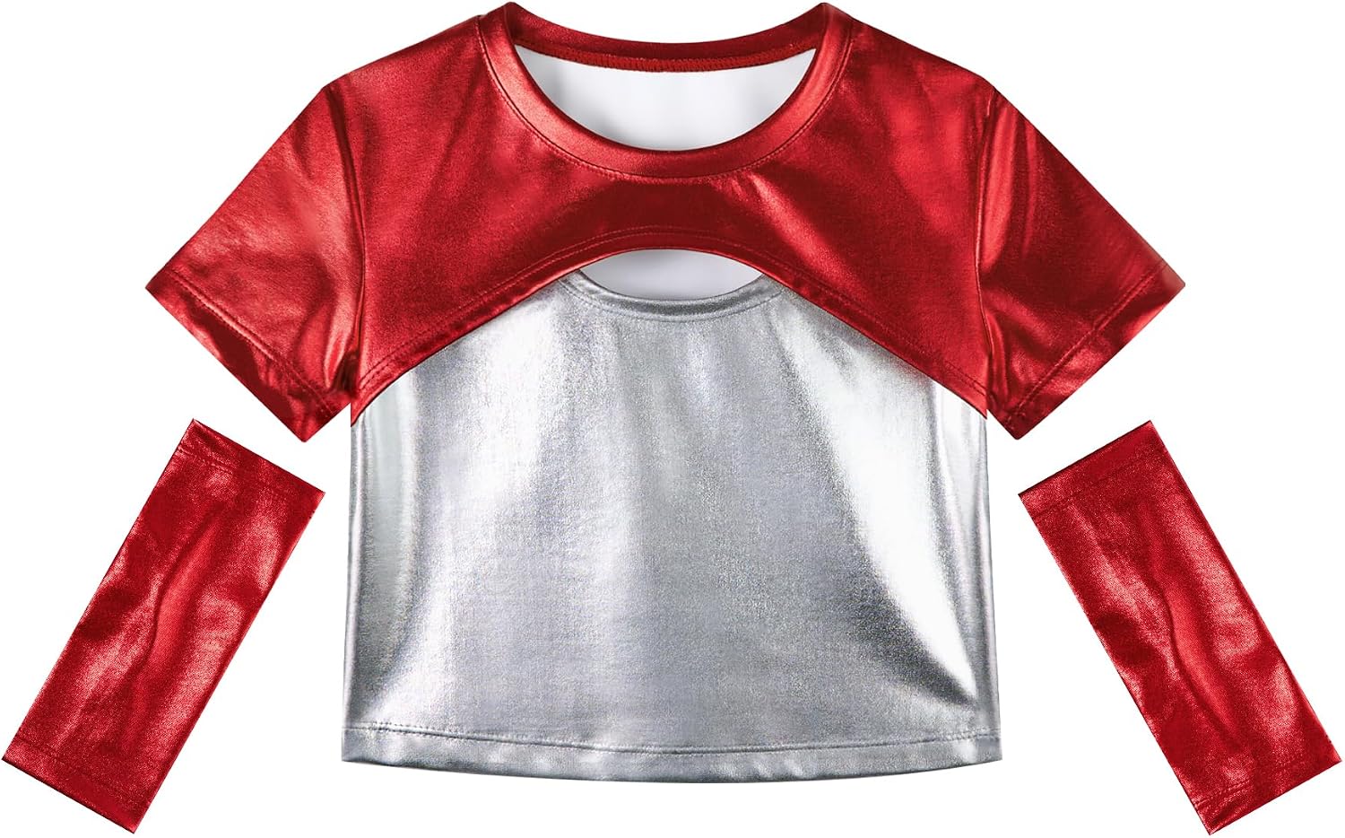 Detalle de LOLANTA Metallic Crew Neck Crop Top