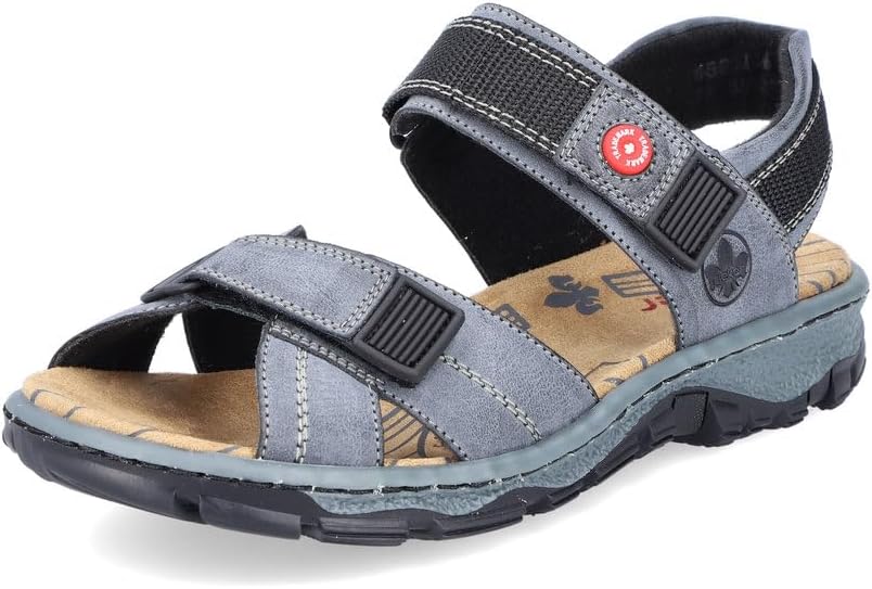 Detalle de Rieker Damen Klassische Sandalen 68851 – schmeichelnd schmale Passform mit Klettverschluss