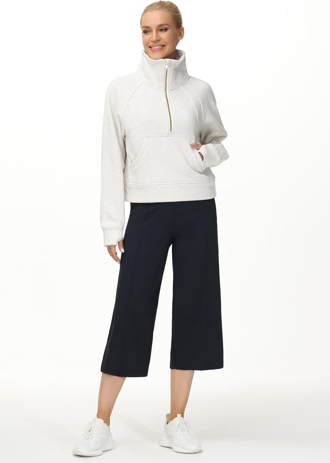 Thumbnail 6 de THE GYM PEOPLE Half Zip Fleece Crop