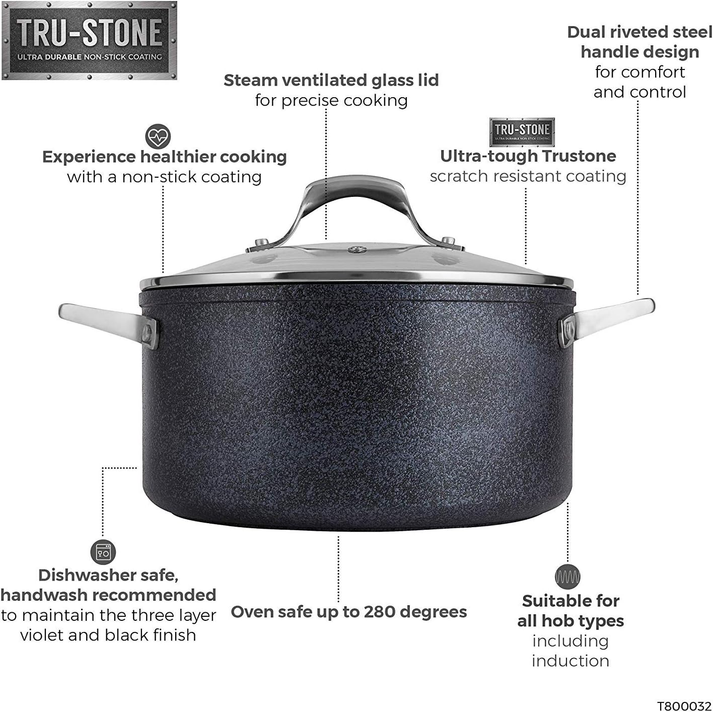Detalle 2 de Tower Trustone Induction Casserole Dish 24 cm