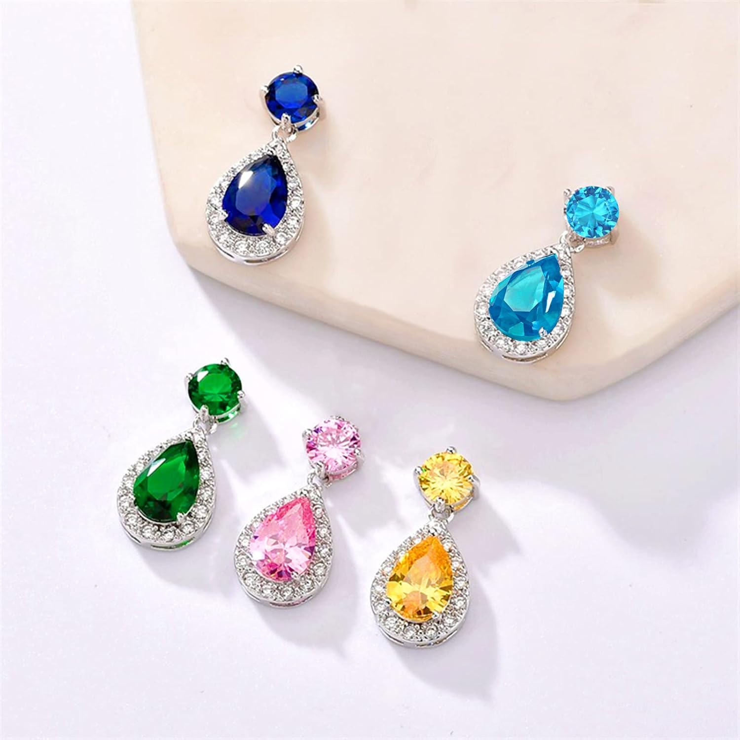 Detalle de VONSSY Drop Dangle Earrings 18k gold plated