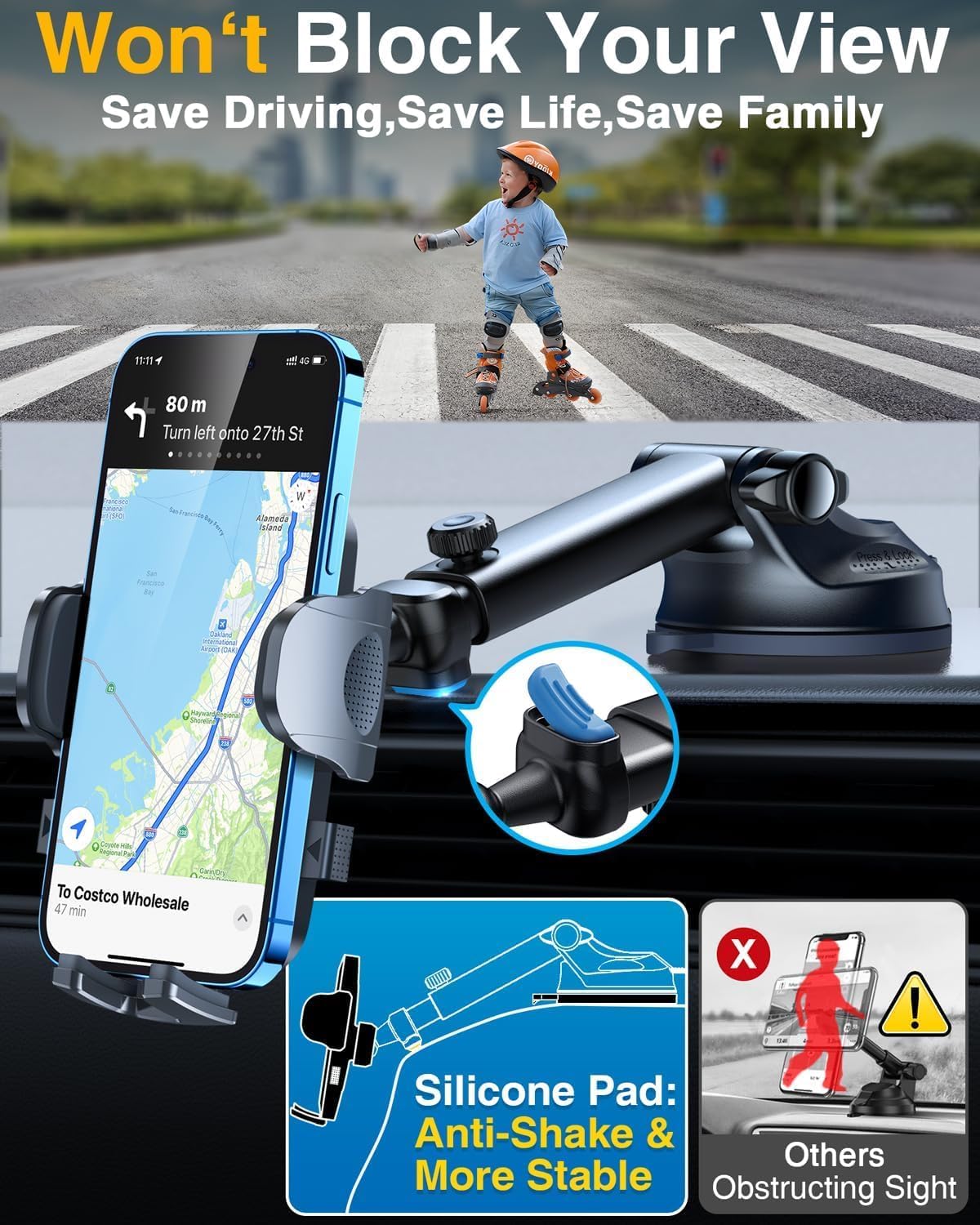 Detalle 2 de YRU Upgraded Car Phone Holder 360°
