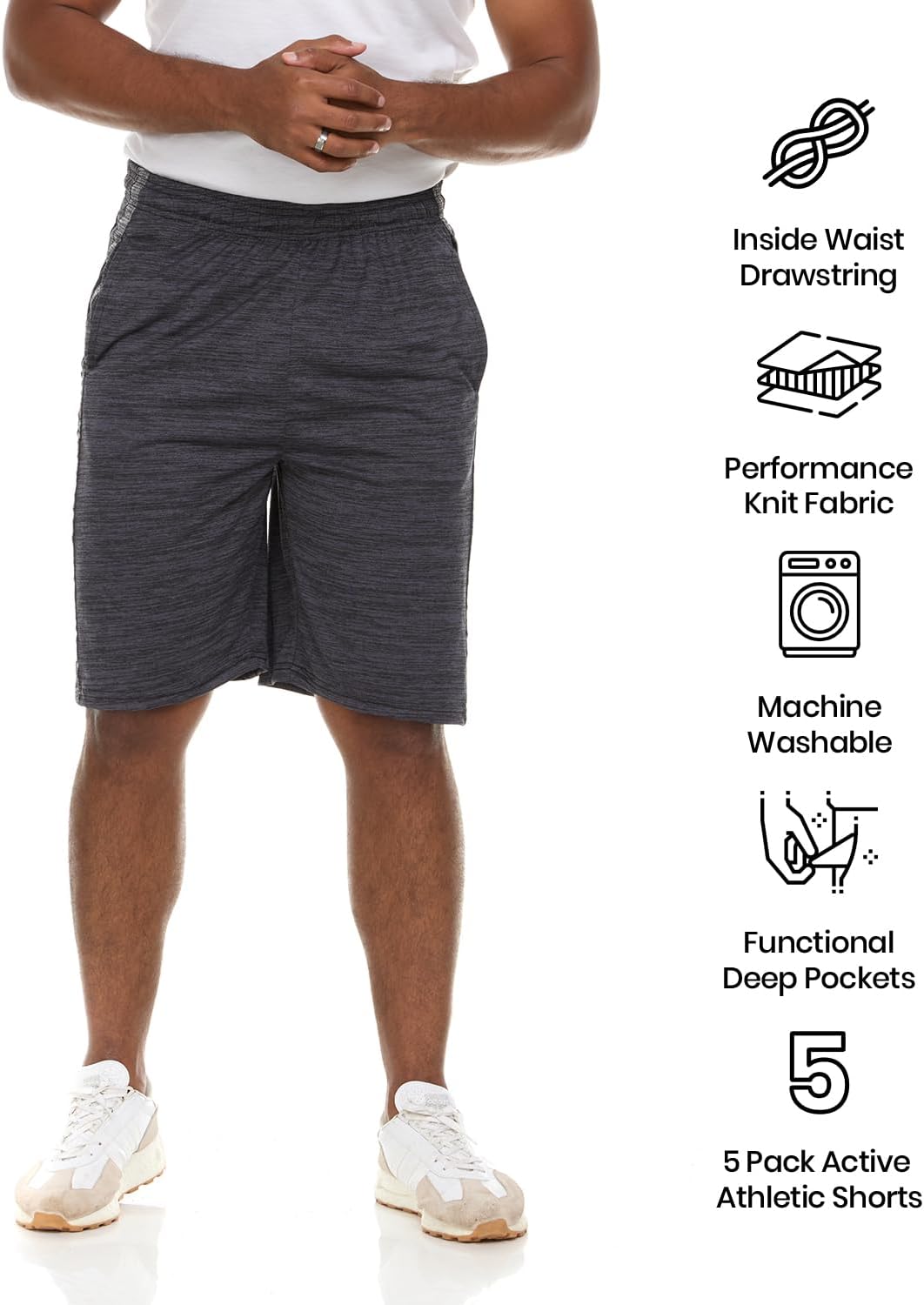 Thumbnail 4 de 5 Pack: Men's Dry-Fit Sweat Resistant Active Athletic Performance Shorts
