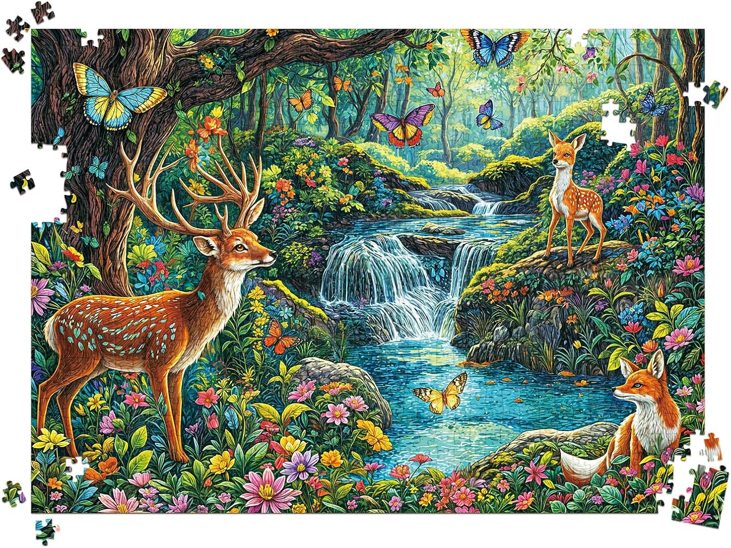 Detalle 2 de HUADADA 1000-Piece Forest Deer Jigsaw Puzzle for Adults