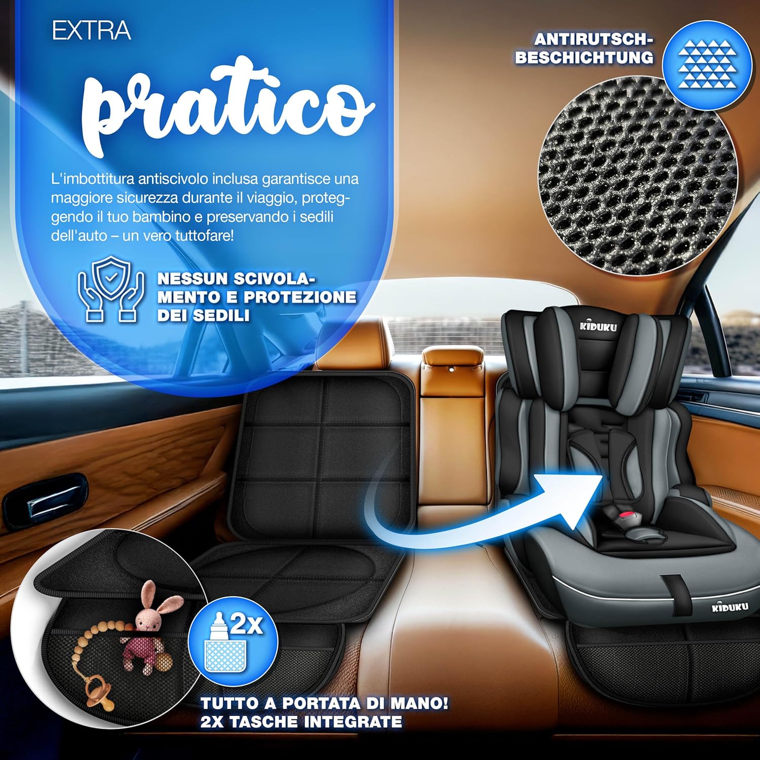 Thumbnail 6 de KIDUKU Seggiolino auto con coprisedile: crescita continua per bambini da 9 a 36 kg (Gruppo 1/2/3) – Nero-Grigio