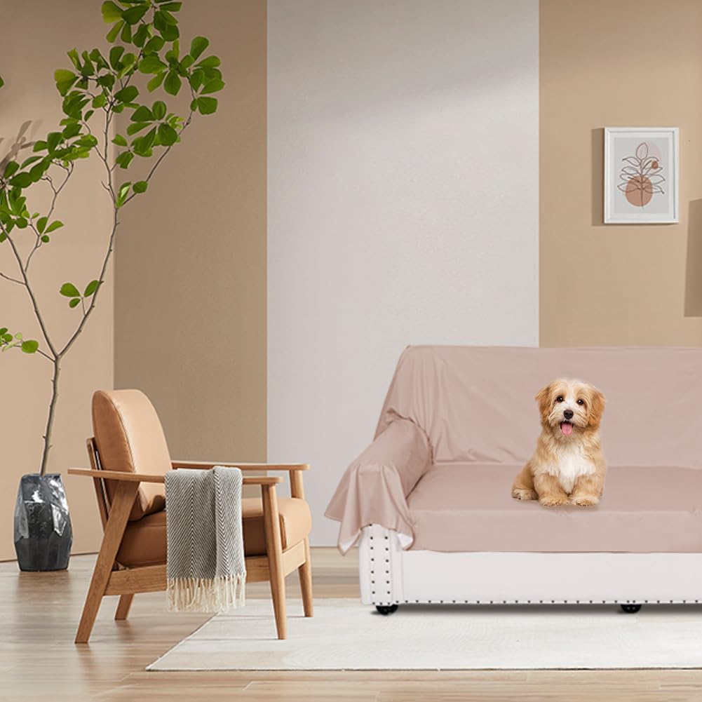 Detalle de DUJUIKE Waterproof Bed Sheet Cover (Camel) — pet hair resistant mattress protector for dogs & cats, Queen 200 x 230 cm