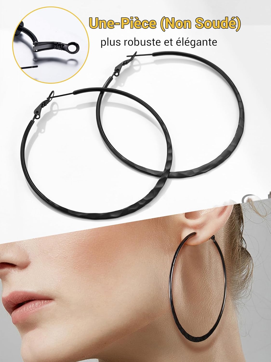 Thumbnail 3 de PROSTEEL Boucles d’oreilles créoles femme en acier inoxydable (30/40/60/80 mm) – anneau plat