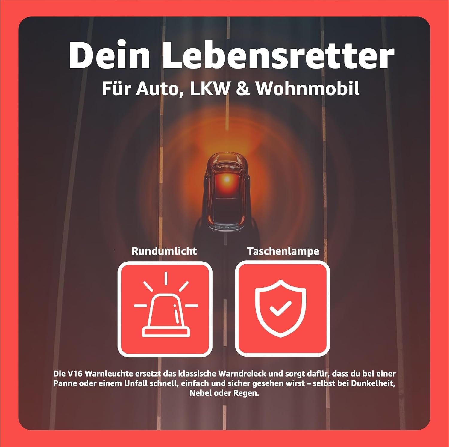 Detalle 2 de POWR CAR V16 Warnleuchte - IDADA 21020060 - Warndreieck & Pannendreieck - EU Zulassung 2026 - Auto & Motorrad
POWR CAR V16 Warnleuchte - IDADA 210…