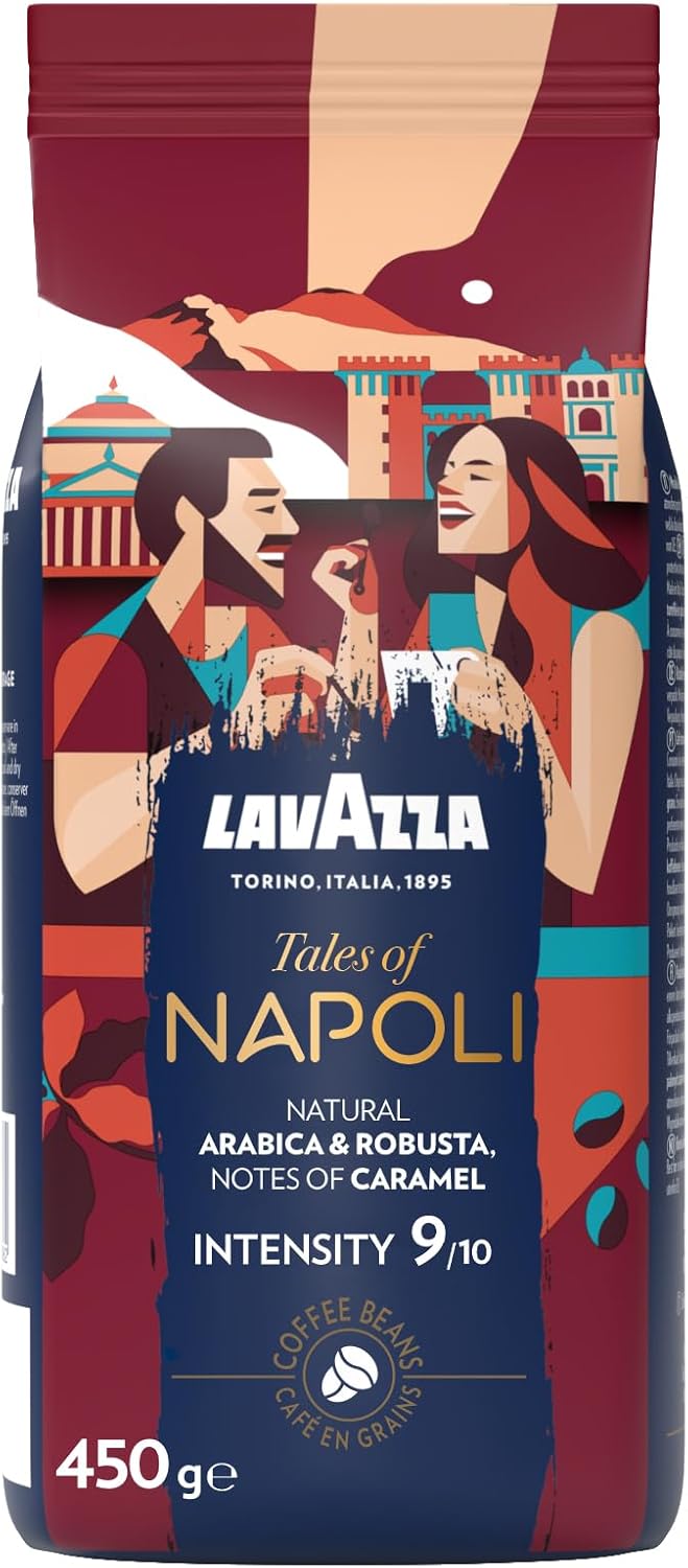 Detalle de Lavazza Tales of Napoli – Café en grains 450 g pour machines automatiques
