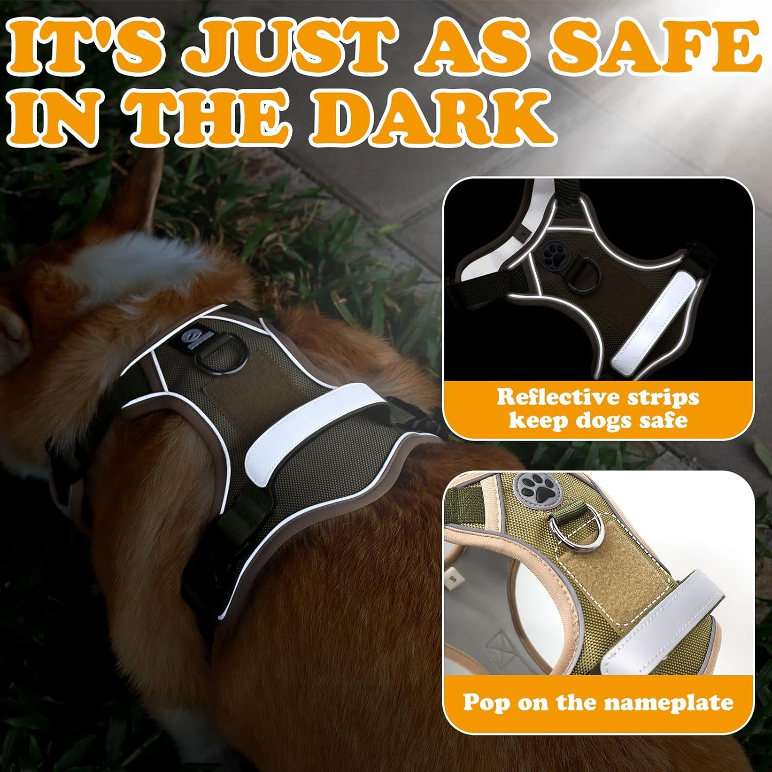 Detalle de No Pull Dog Harness UK – Adjustable Soft Padded Vest with 2 Safety Locks (Green, S)