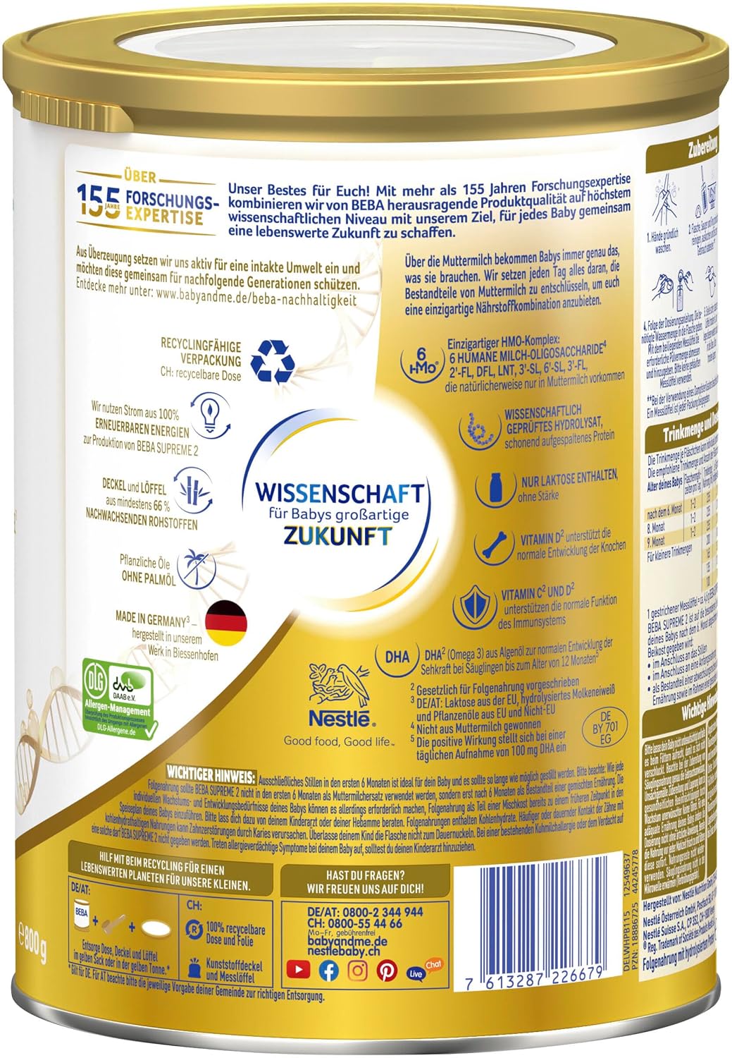 Thumbnail 4 de BEBA SUPREME 2 Folgemilch nach dem 6. Monat – 6 x 800 g, lactosehaltig, ohne Palmöl
