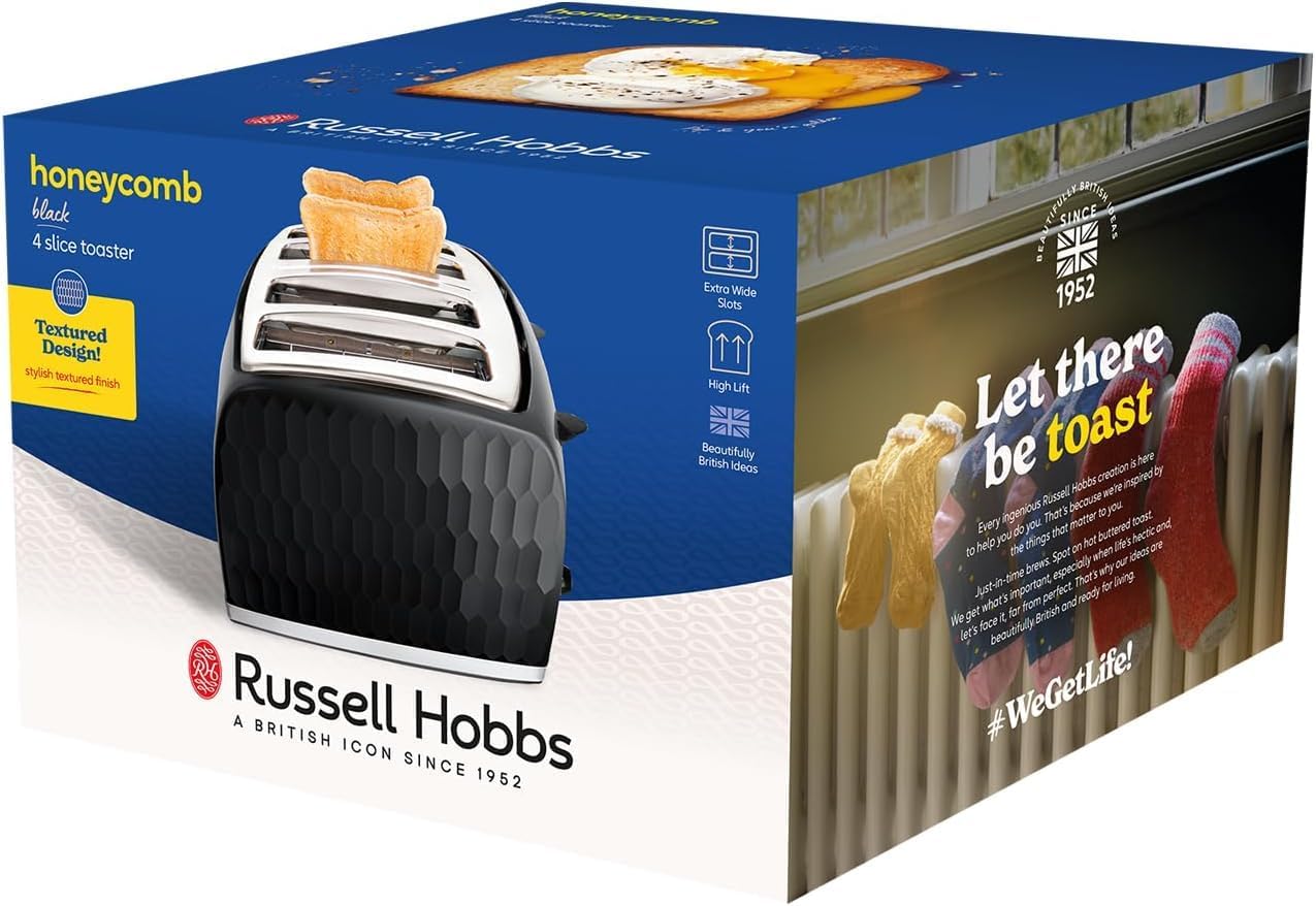 Detalle de Russell Hobbs Honeycomb 4 Slice Toaster (26071) with Independent Wide Slots