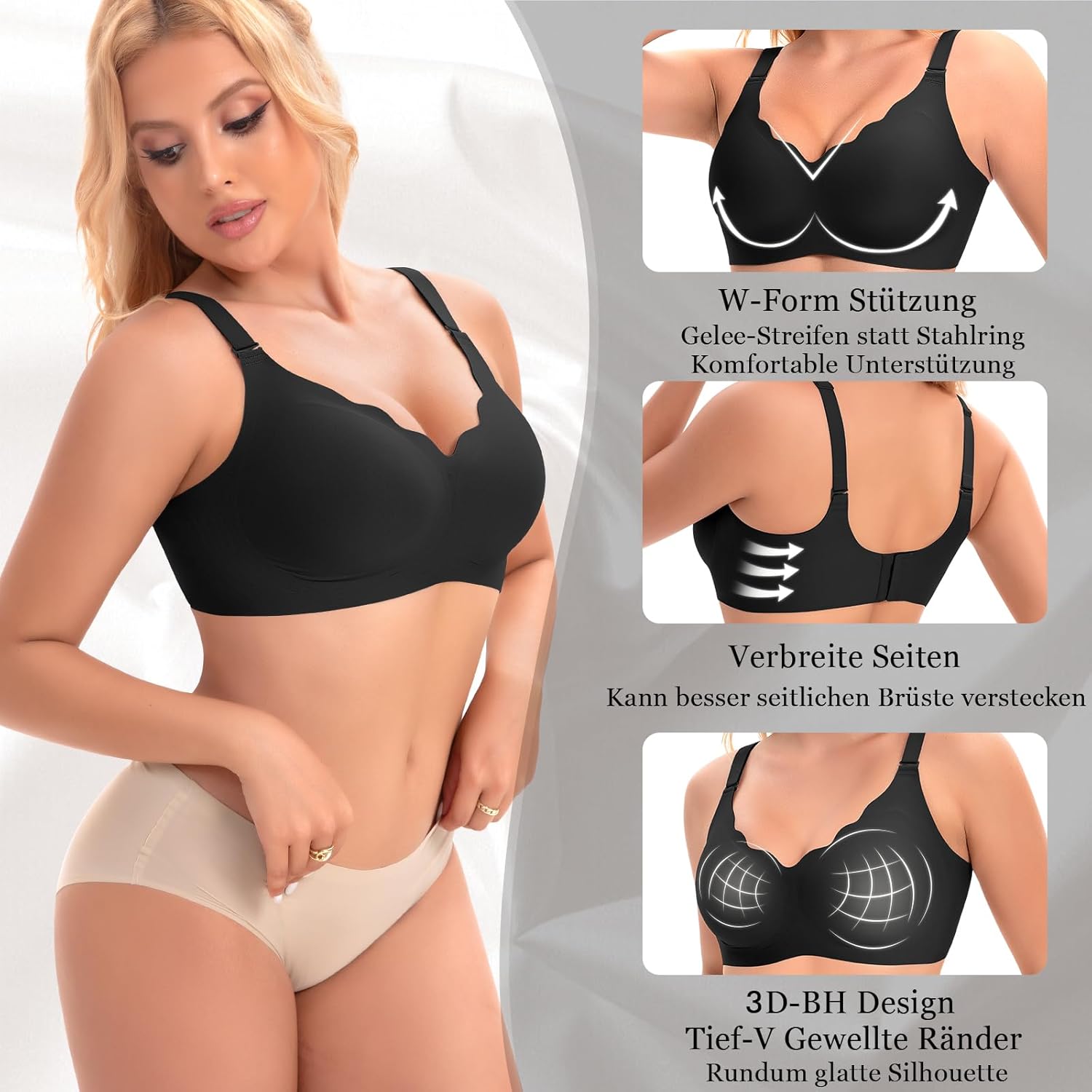 Thumbnail 3 de Ganado Damen Nahtloser BH Ohne Bügel mit Tiefem V-Ausschnitt – Bralette & Komfort-Basis