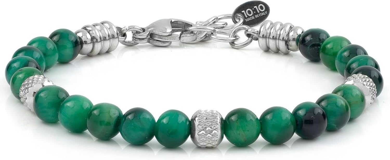 Detalle 2 de 10:10 Bracciale Occhio di Tigre Verde 6 mm
