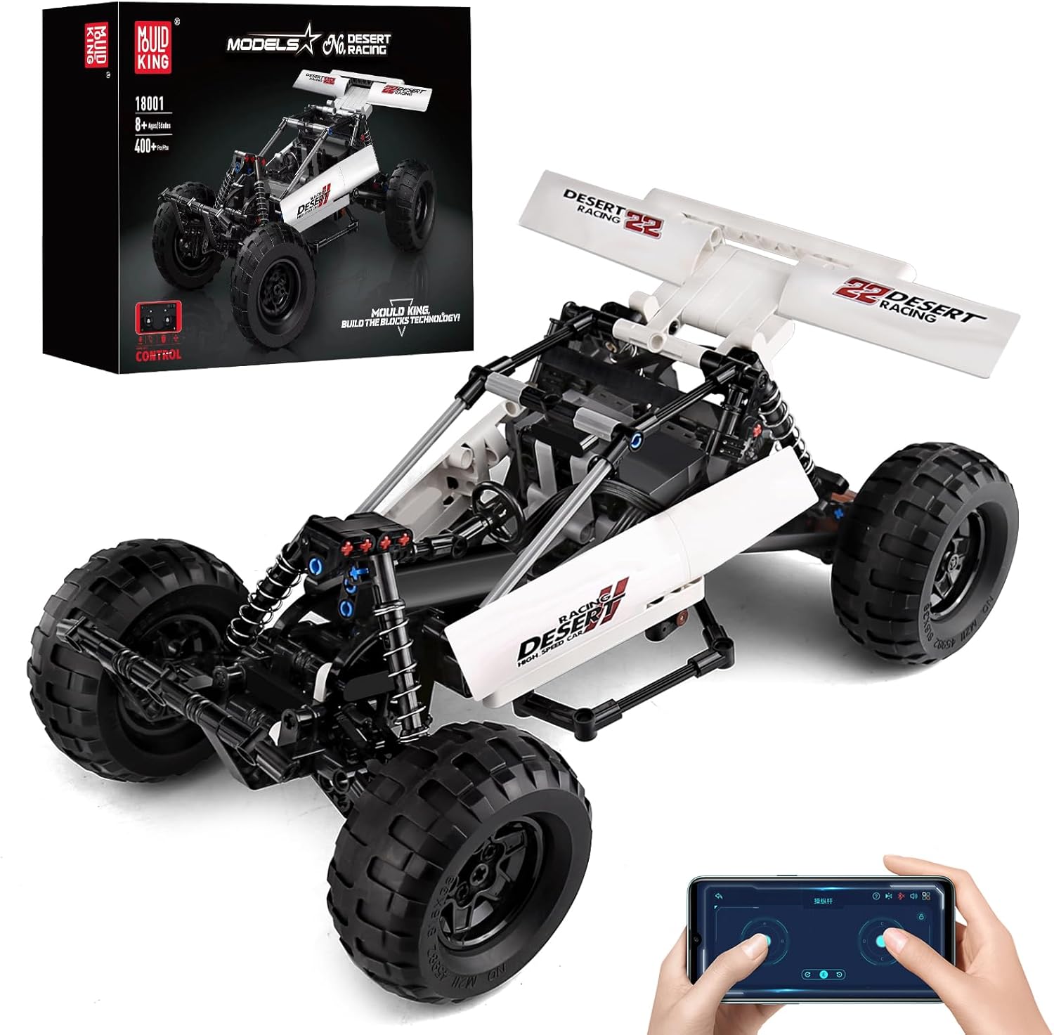 Mould King 18001 — Briques de construction télécommandées avec 3 moteurs, véhicule tout-terrain réaliste