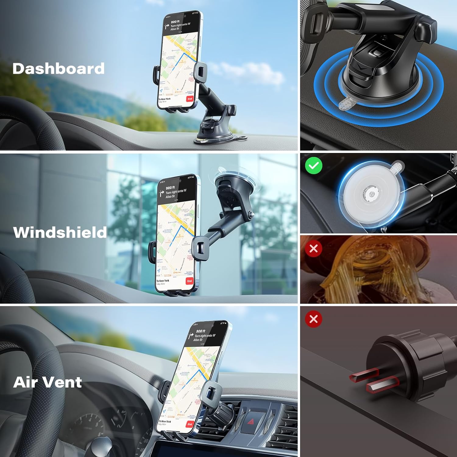 Detalle 2 de APPS2Car Car Phone Holder: 360° Dashboard or Windscreen Mount with Suction