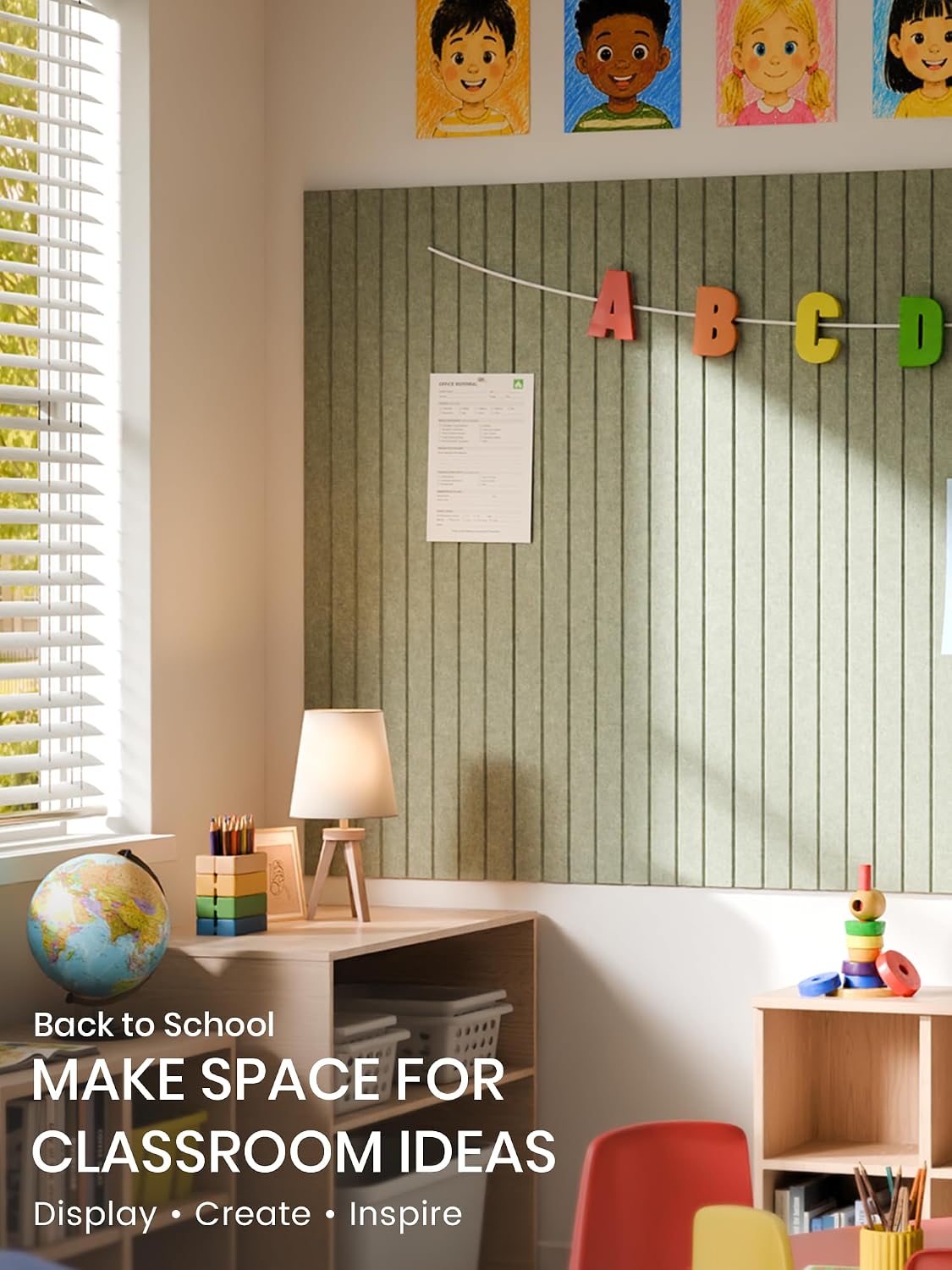 Detalle 1 de Bumusty FZB-L-12-8L-BG-UK Felt Bulletin Board, 12-Tile Sage Set