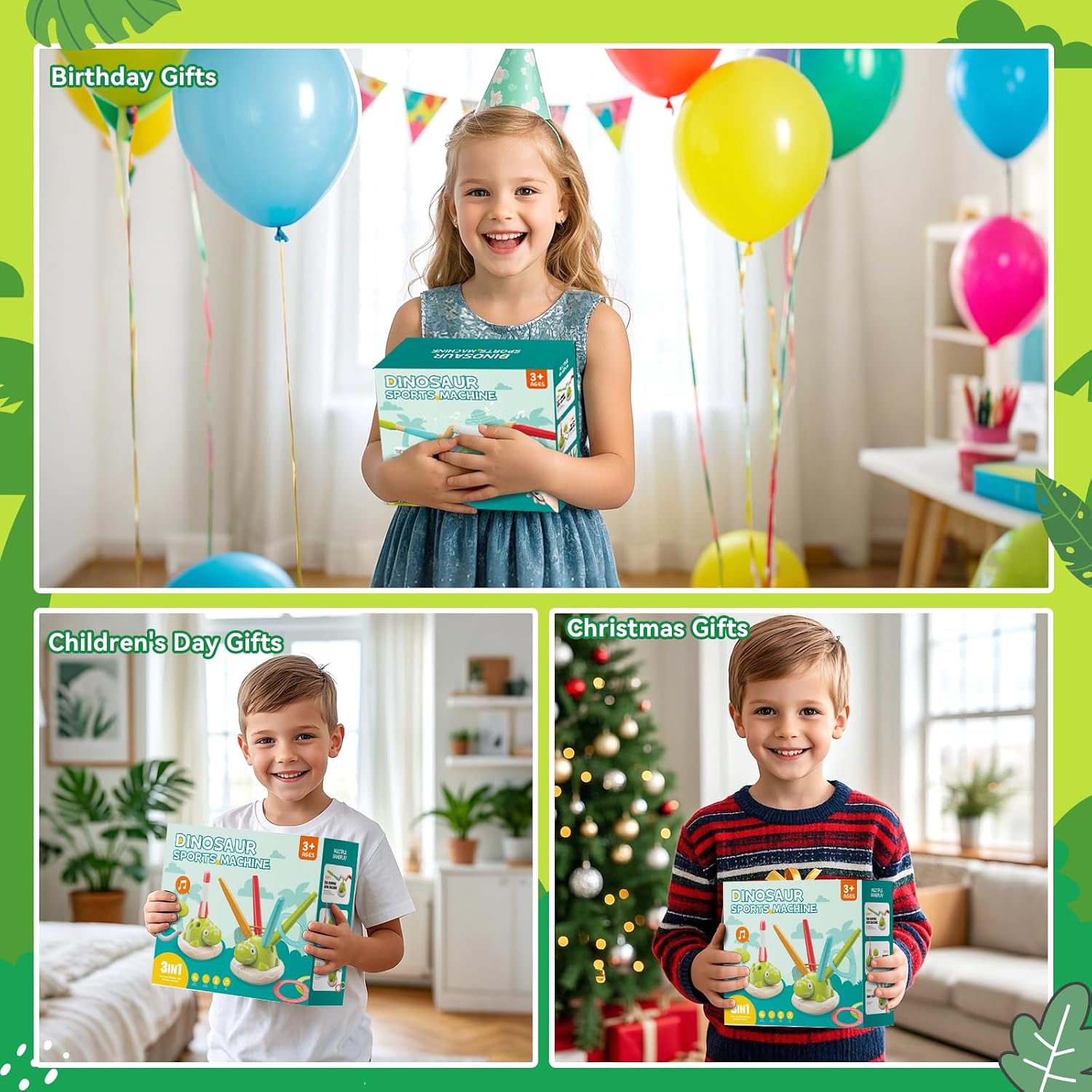 Thumbnail 6 de DAOUZL 3 in 1 Spiele für Kinder – Raketenwerfer, Ringwurfspiel und Hüpfspiel im Dino-Design