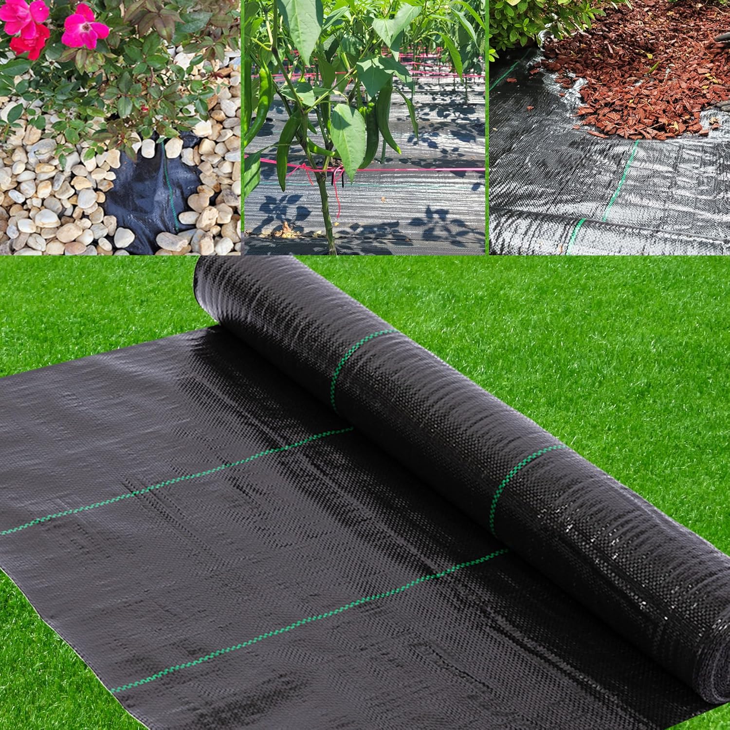 Detalle de AGGAFA 110gsm Weed Barrier Fabric (1M x 20M) – Premium 100% Virgin Material for Landscaping, Farming and Gardening
