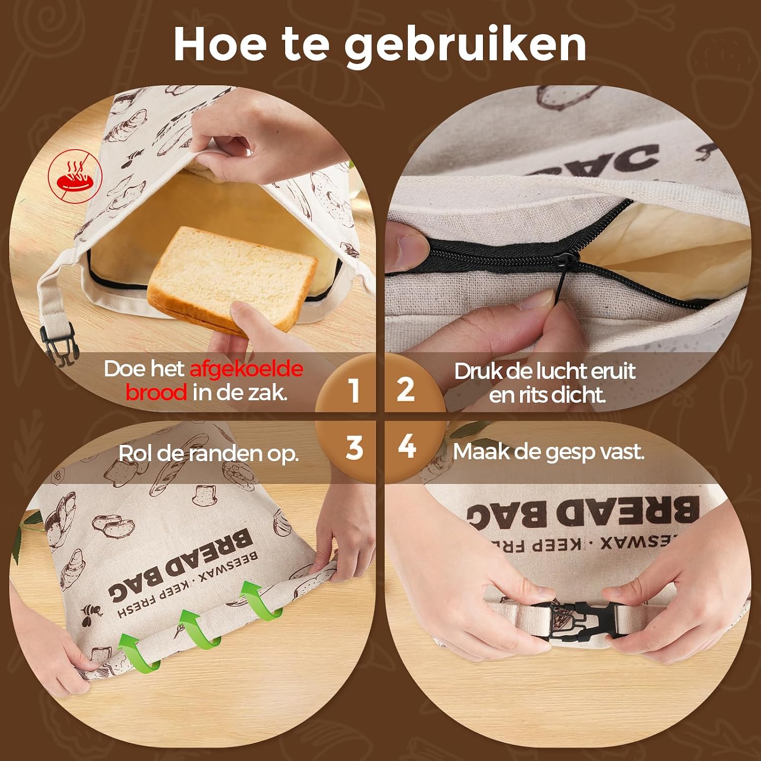 Thumbnail 6 de YARRAMATE YM-AU-BRB-BBS-Z1 broodzakken van linnen met bijenwasvoering, 2-pack