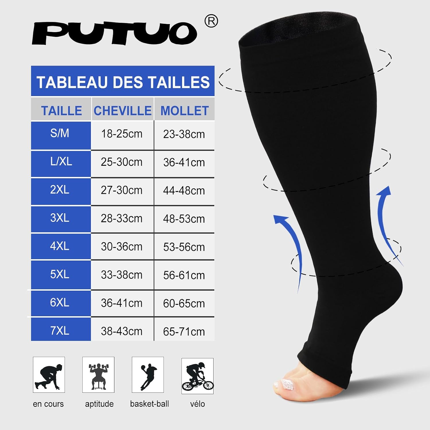 Thumbnail 1 de PUTUO Bas de Contention 7XL pour Mollet Large