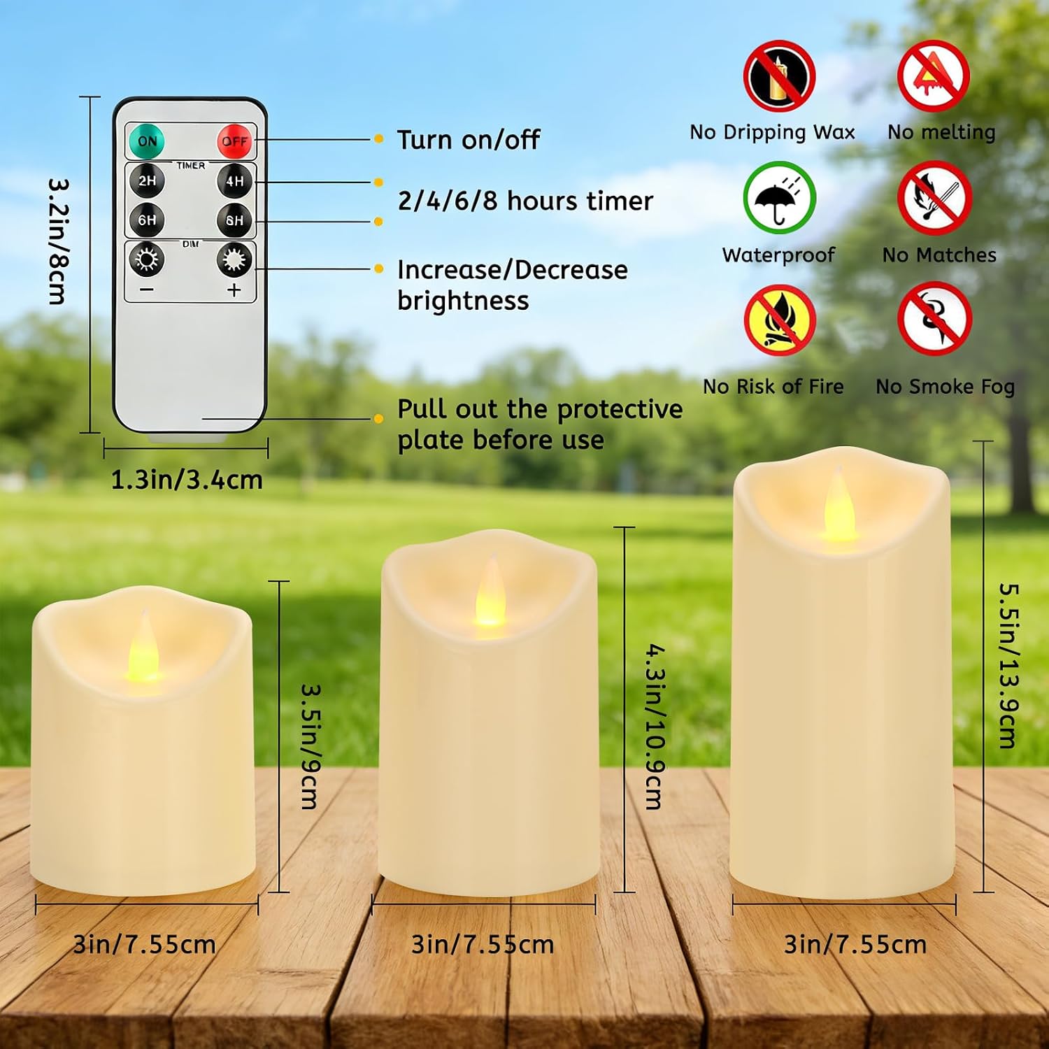 Detalle de Haown Flameless Candles, Set of 9