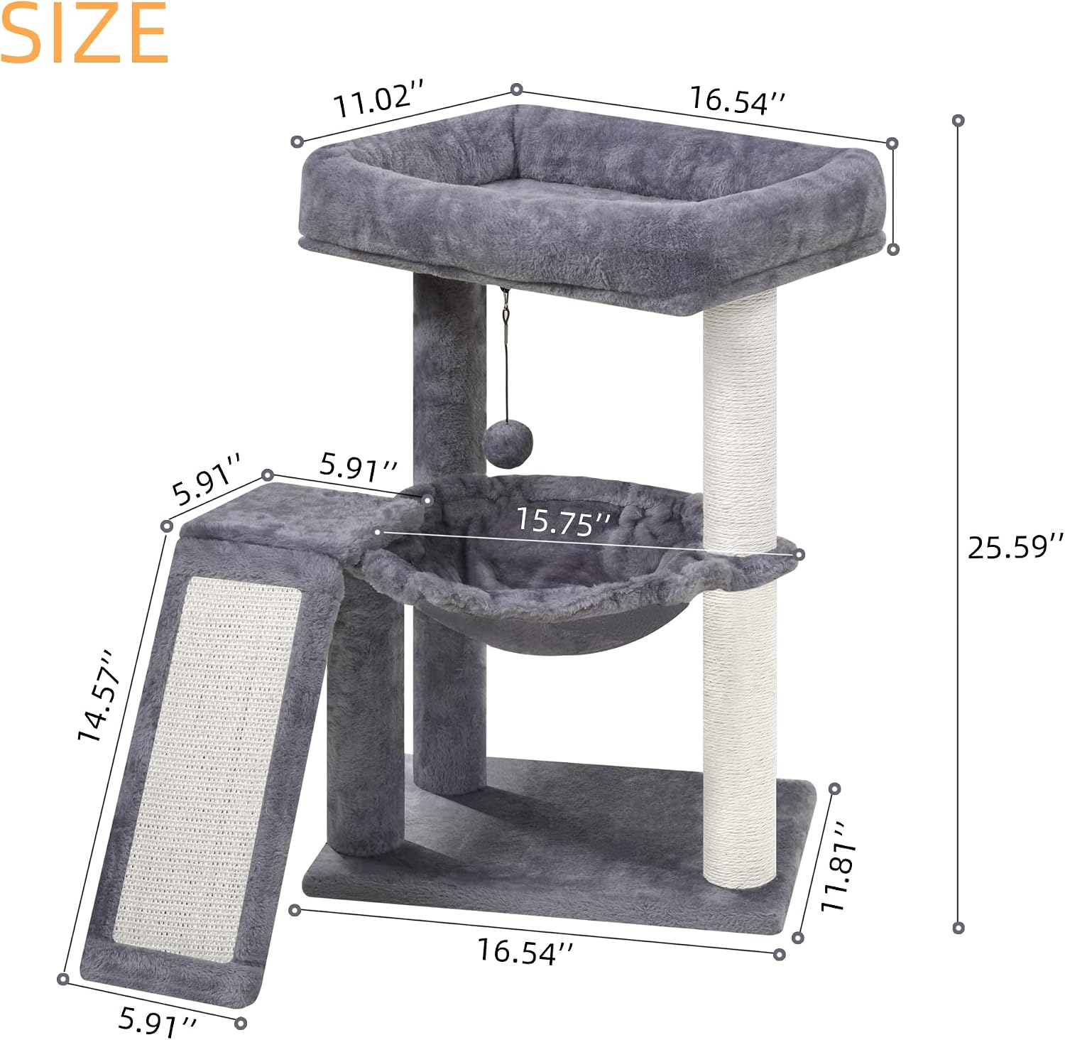 Detalle de YOUPETSER YOUPET-05 Cat Tree with Sisal Scratching Board and Hammock
