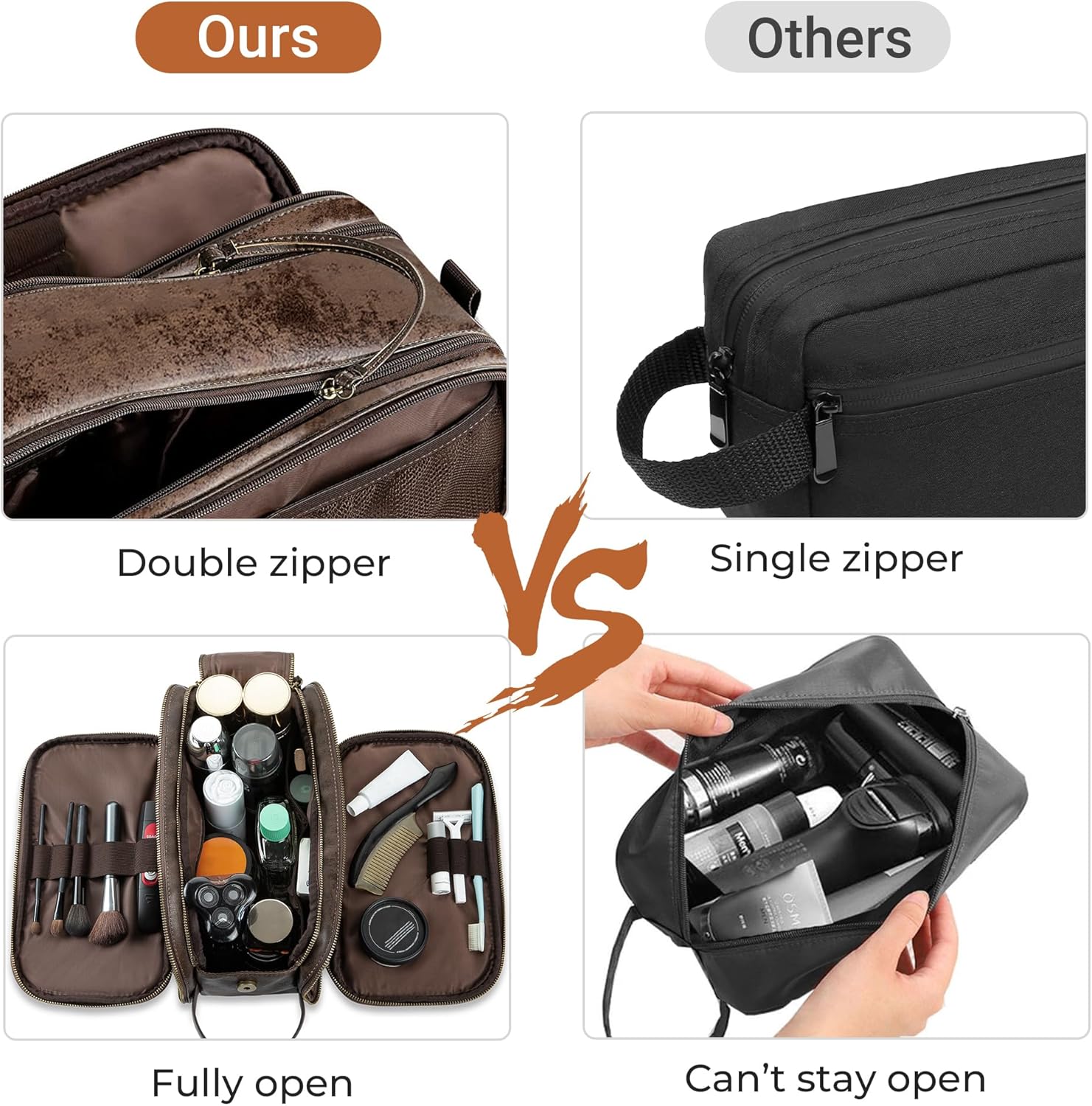 Detalle de Elviros water-resistant PU leather toiletry bag