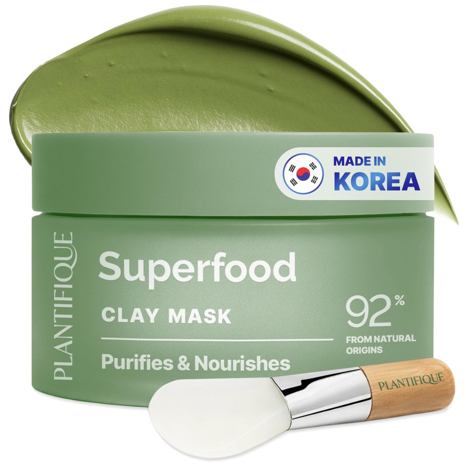 Detalle de PLANTIFIQUE Korean Skincare Clay Mask – Hydrating Avocado & Superfoods Mud Mask